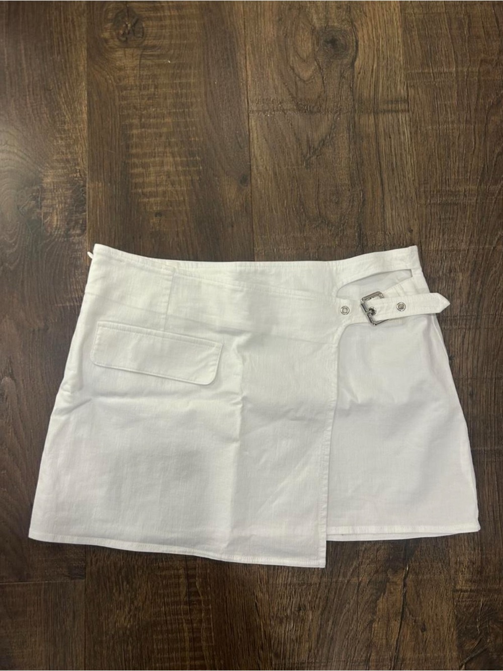 White Fox Mini Skirt with Buckle